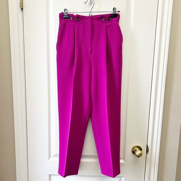 Topshop Trousers Betty Peg High Waisted Pants Magenta Pink Fuchsia Size 4 NWT - Picture 3 of 14